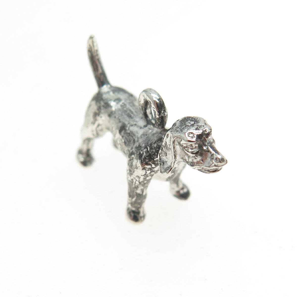 925 Sterling Silver Antique Art Deco Dog / Puppy 3D Charm Pendant