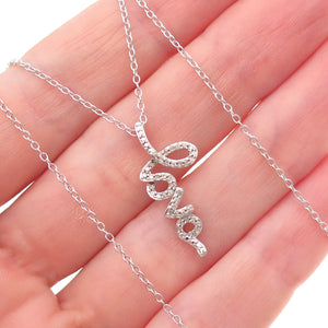 Sun 925 Sterling Silver Real Round-Cut Diamond Love Cable Chain Necklace 18"