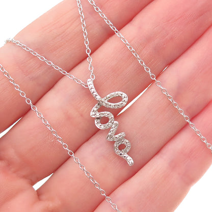 Sun 925 Sterling Silver Real Round-Cut Diamond Love Cable Chain Necklace 18"