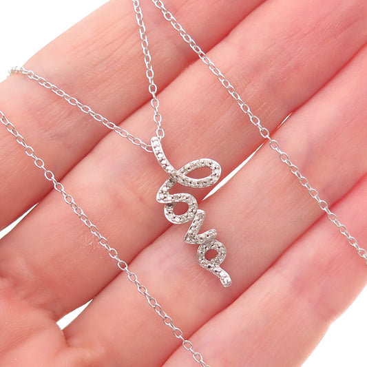 Sun 925 Sterling Silver Real Round-Cut Diamond Love Cable Chain Necklace 18"