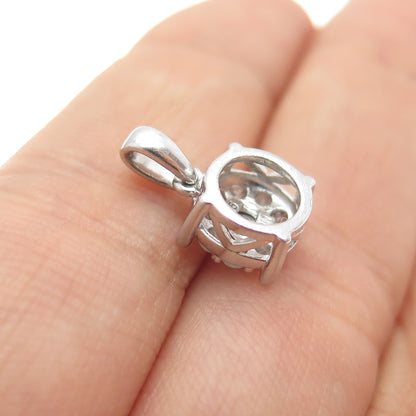 KRN KIRAN 925 Sterling Silver Real Round-Cut Diamond Minimalist Charm Pendant