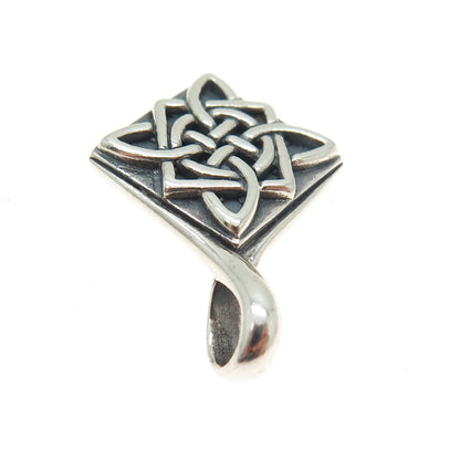 PETER STONE Sterling Silver Vintage Celtic Knot Cross Oxidized Square Pendant