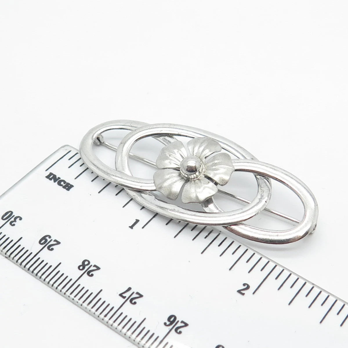 925 Sterling Silver Vintage Floral Pin Brooch