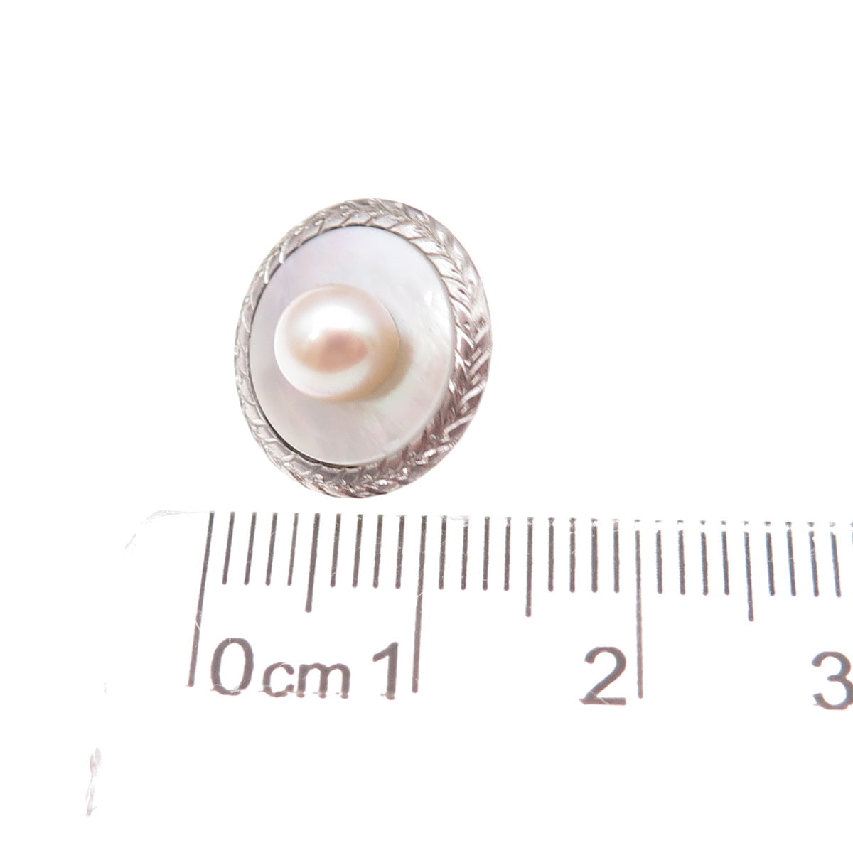 925 Sterling Silver Antique Art Deco Real Akoya Pearl & MOP Button