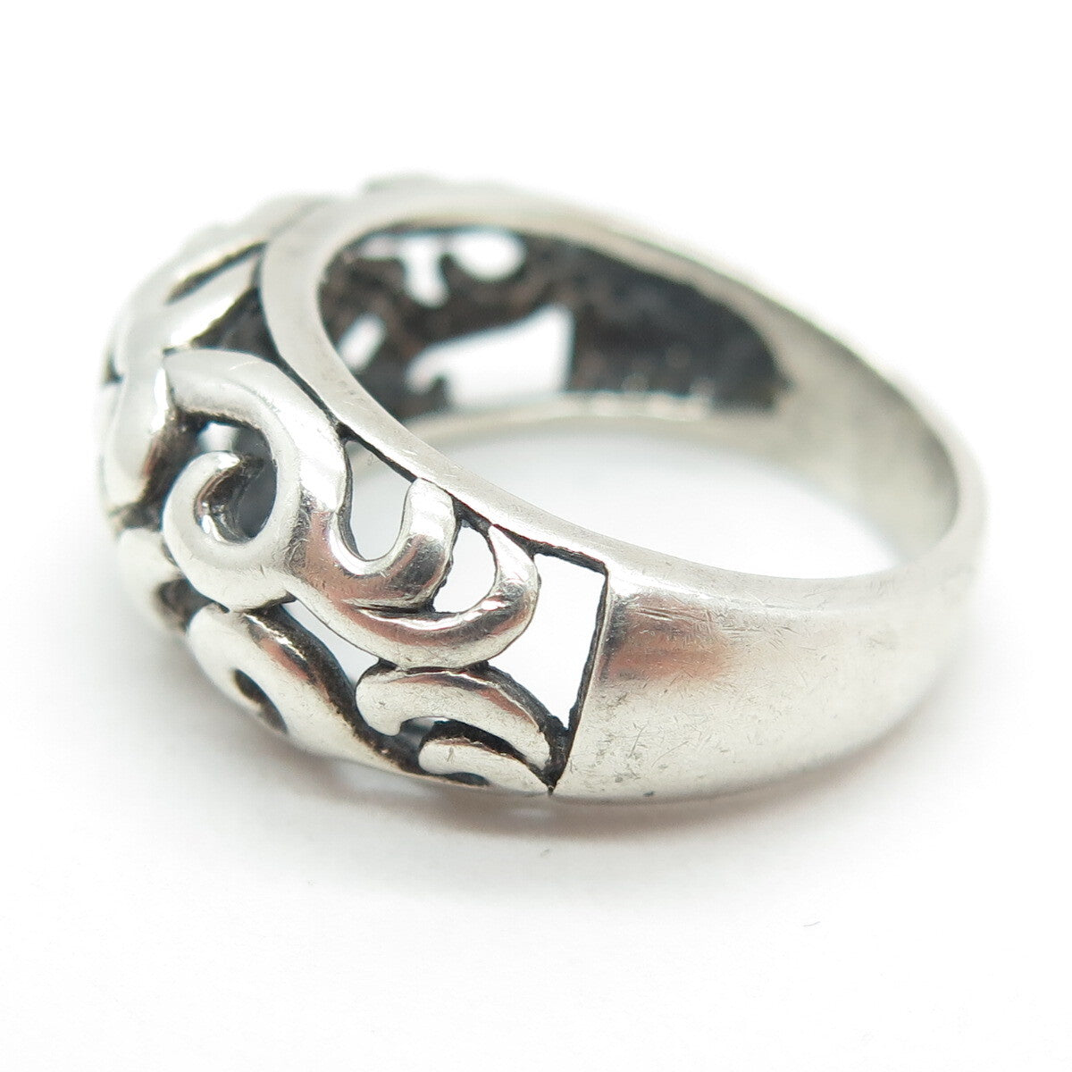 925 Sterling Silver Vintage Signature Scroll Ring Size 7
