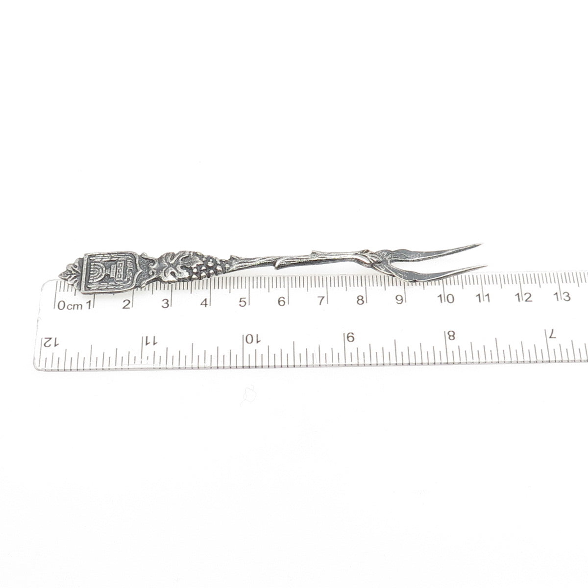 800 Silver Antique Israel Menorah Oxidized Olive Fork