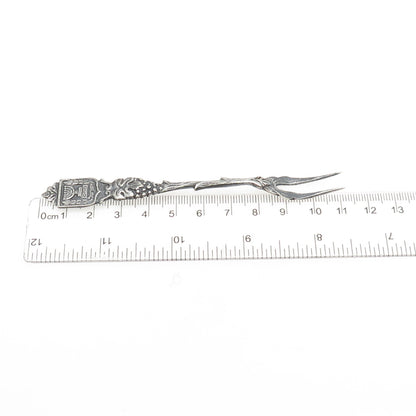 800 Silver Antique Israel Menorah Oxidized Olive Fork