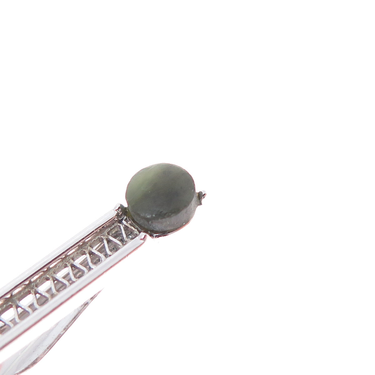 SWANK 925 Sterling Silver Antique Art Deco Real Jade Filigree Tie Clip