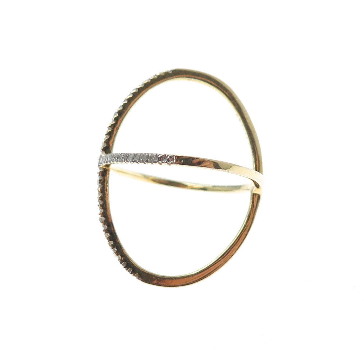 DBJ DEE BERKLE 925 Sterling Gold Plated Real Diamond Crisscross Ring Size 8.25