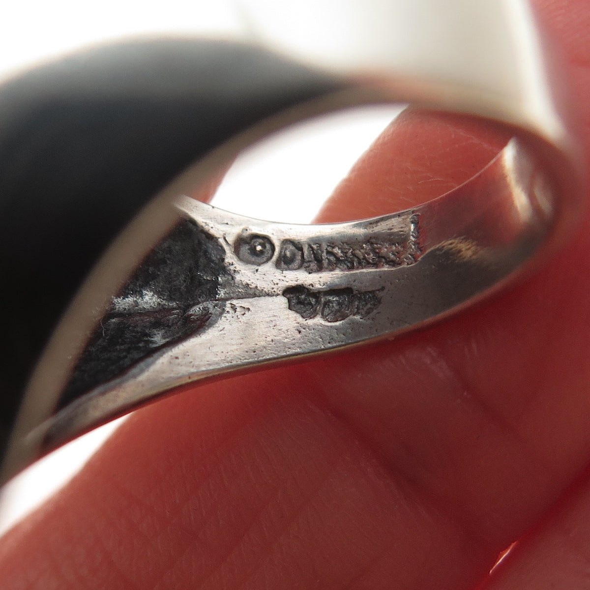 925 Sterling Silver Vintage Mexico Modernist Seashell Oxidized Ring Size 7