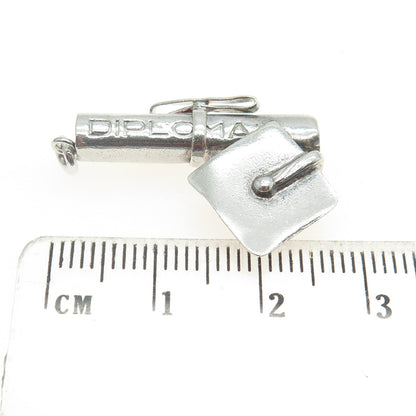 925 Sterling Silver Vintage Diploma Graduation Charm Pendant