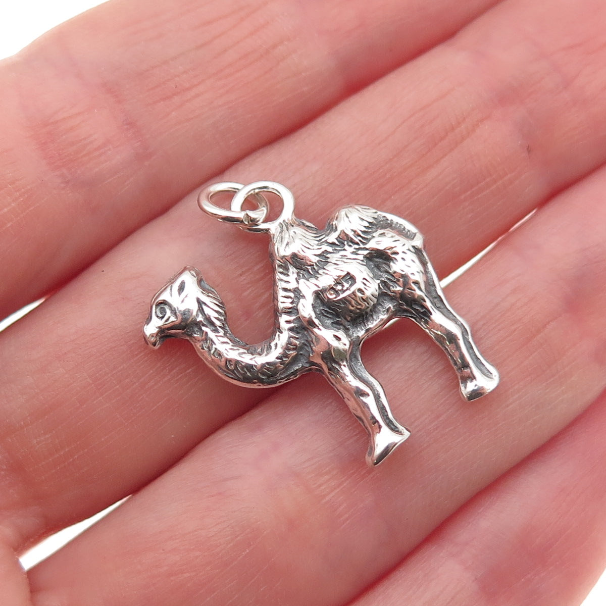 925 Sterling Silver Vintage Camel Oxidized Mini Charm Pendant