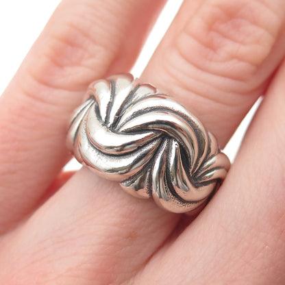 925 Sterling Silver Vintage Modernist Oxidized Ring Size 5.75
