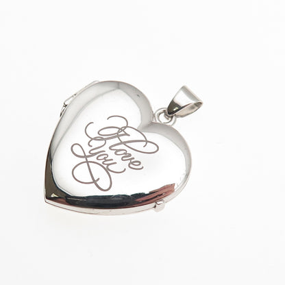 925 Sterling Silver Italy I Love You Heart Locket Charm Pendant