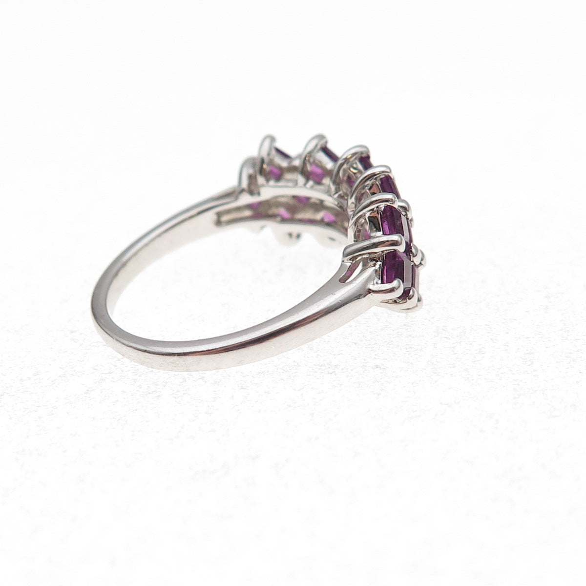 925 Sterling Silver Vintage Real Princess-Cut Amethyst Ring Size 6