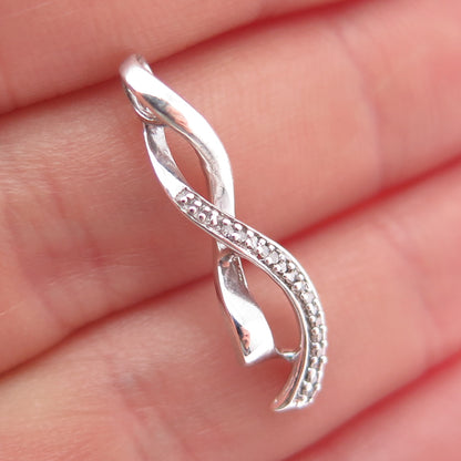 JANE SEYMOUR 925 Sterling Silver Real Diamond Twisted Ribbon Slide Charm Pendant