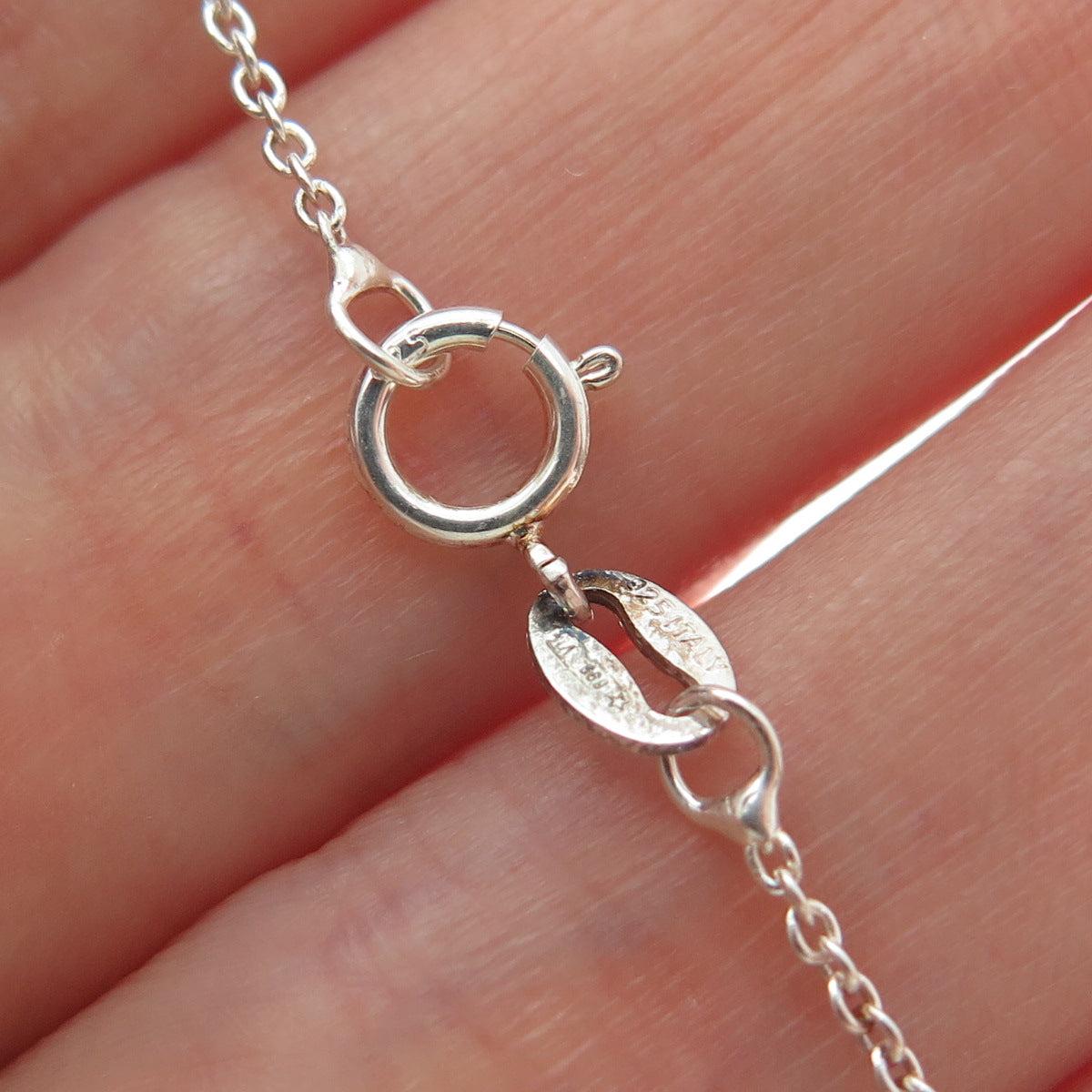 925 Sterling Silver Italy Modernist Multi-Circle Cable Chain Necklace 18"