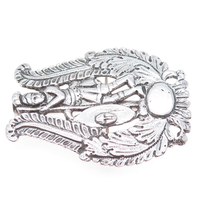 900 Silver Antique Italy Neapolitan Holy Warrior Pin Brooch / Slide Pendant