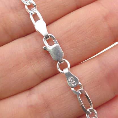 P. LUX 925 Sterling Silver Vintage Italy Figaro Chain Necklace 20"