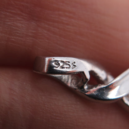 925 Sterling Silver Real Round-Cut Diamond Twisted Slide Charm Pendant