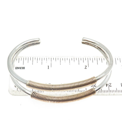 925 Sterling Silver Gold Filled Vintage Spiral Adjustable Cuff Bracelet 6.25"