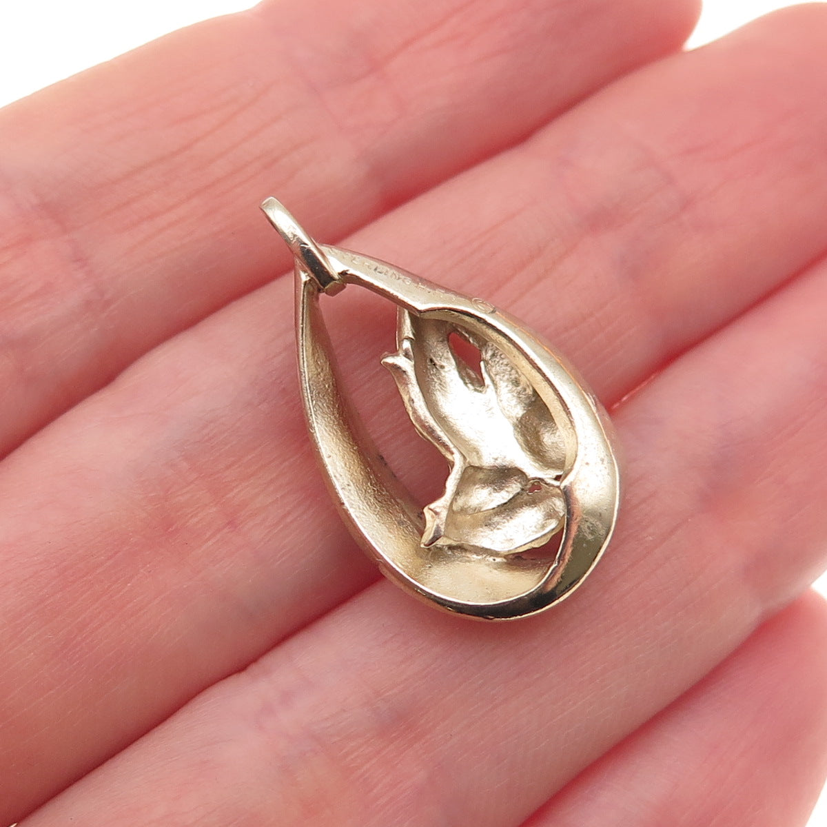 HFB Henry F. Barrows 925 Sterling Gold Plated Vintage Prayer Hands Charm Pendant