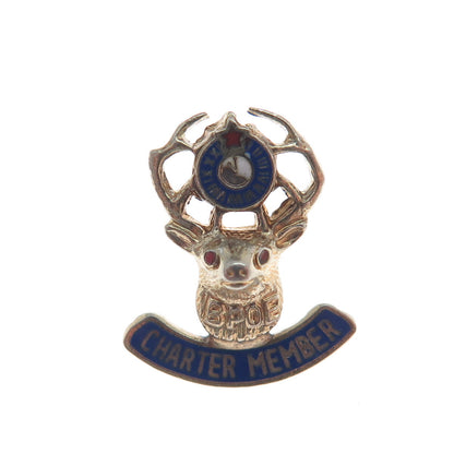 925 Sterling Silver Antique Enamel BPOE Order of the Elks Charter Member Pin