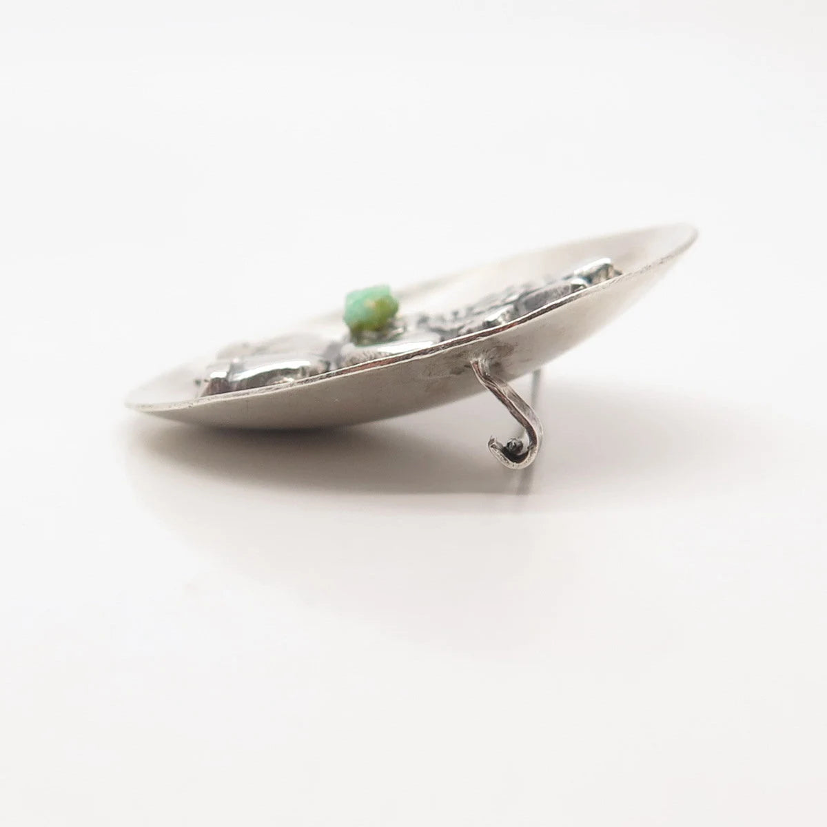 900 Silver Vintage Real Turquoise Gemstone Tribal Pin Brooch