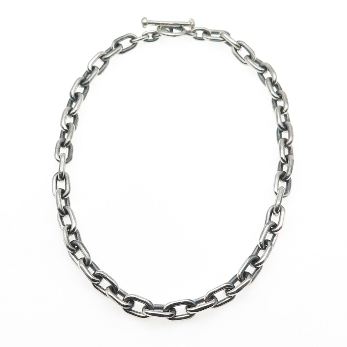 Fine Art 925 Sterling Silver Vintage Oxidized Cable Chain Necklace 16"