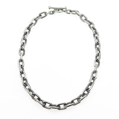 Fine Art 925 Sterling Silver Vintage Oxidized Cable Chain Necklace 16"