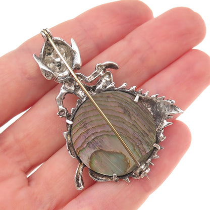 Cassini Cyvra Sterling Silver Vintage Real Abalone Shell Pixie Fairy Pin Brooch