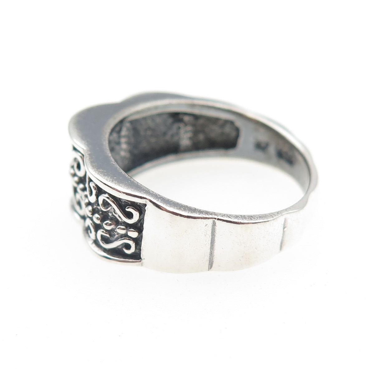 CHAPAL ZENRAY 925 Sterling Silver Vintage Modernist Swirl Oxidized Ring Size 9