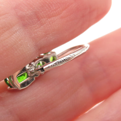925 Sterling Silver Real Round-Cut Graduated Peridot Earrings