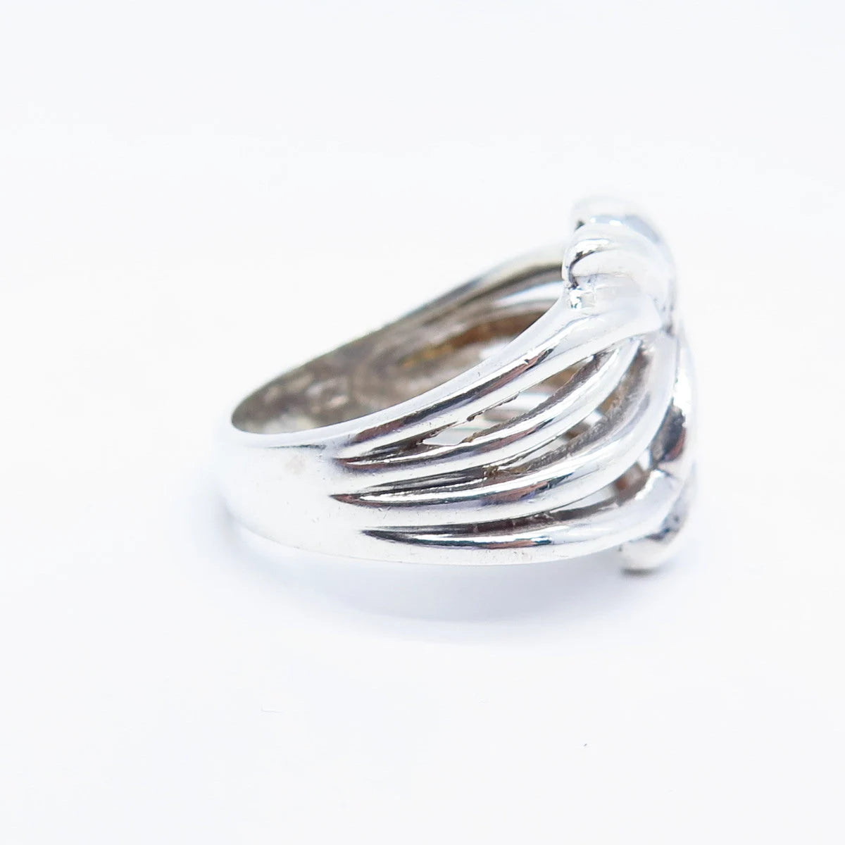 925 Sterling Silver Vintage Striped Ring Size 8.25