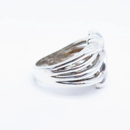 925 Sterling Silver Vintage Striped Ring Size 8.25