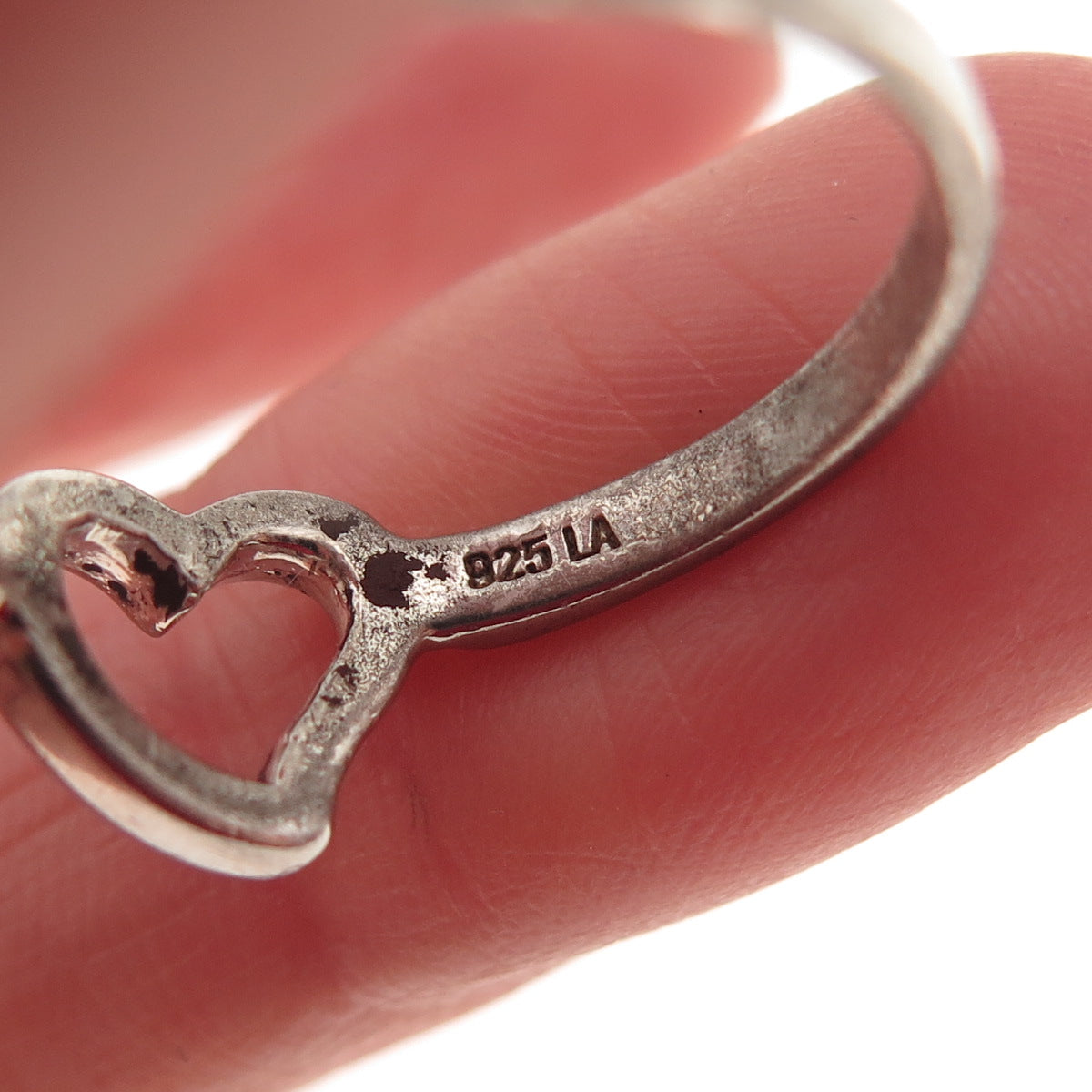 925 Sterling Silver Open Heart Ring Size 9