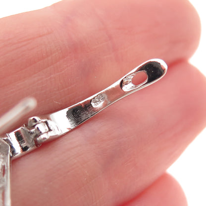 925 Sterling Silver Round-Cut C Z Sparkle Square Earrings