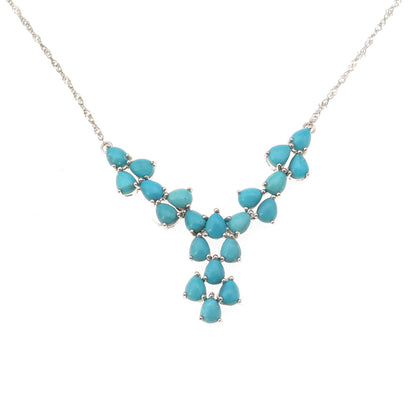 925 Sterling Silver Real Turquoise Singapore Chain Necklace 18-20"