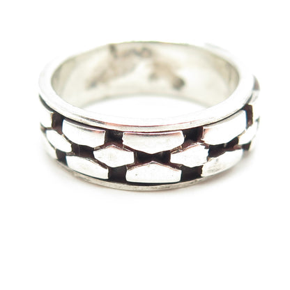 925 Sterling Silver Vintage Brisk Band Ring Size 10.25
