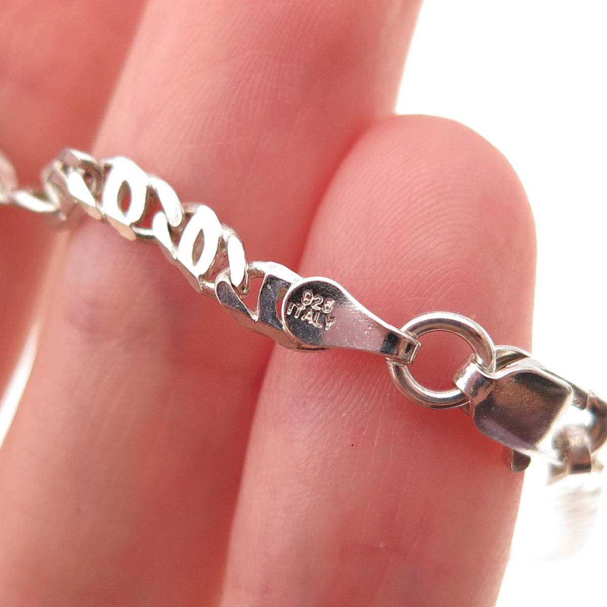 925 Sterling Silver Vintage Italy Anchor Mariner Link Bracelet 7"