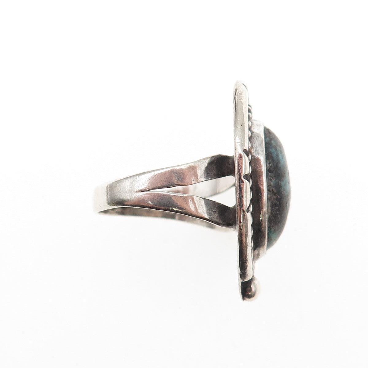 Old Pawn 925 Sterling Silver Vintage Southwestern Bisbee Turquoise Ring Size 7