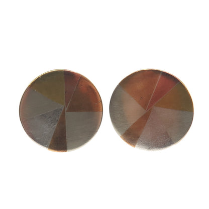 925 Sterling Silver 3-Tone Vintage Mexico Modernist Cufflinks #200