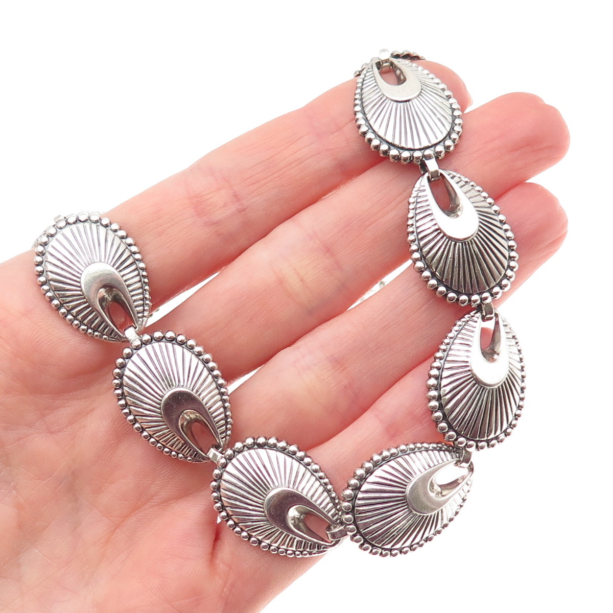 DANECRAFT 925 Sterling Silver Antique Art Deco Seashell Chain Necklace 14-16"