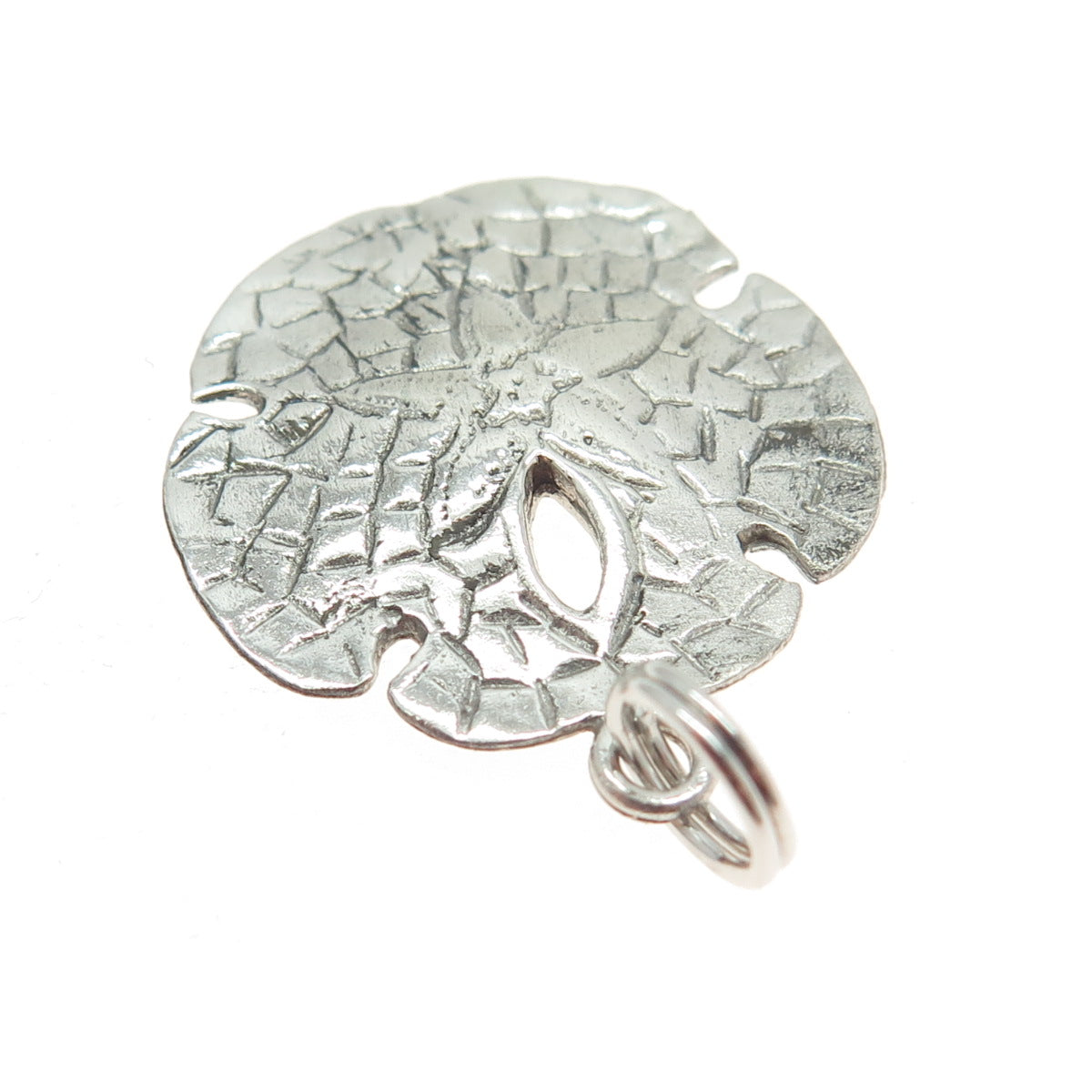 925 Sterling Silver Vintage Sand Dollar Dragon Skin Charm Pendant