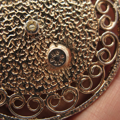 925 Sterling Silver 2-Tone Vintage Textured Cancer Zodiac Sign Round Pendant