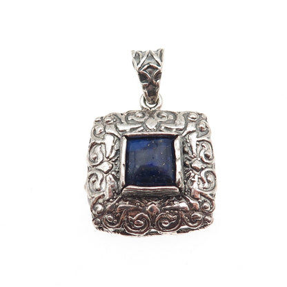 Didae 925 Sterling Silver Vintage Israel Real Lapis Modernist Charm Pendant