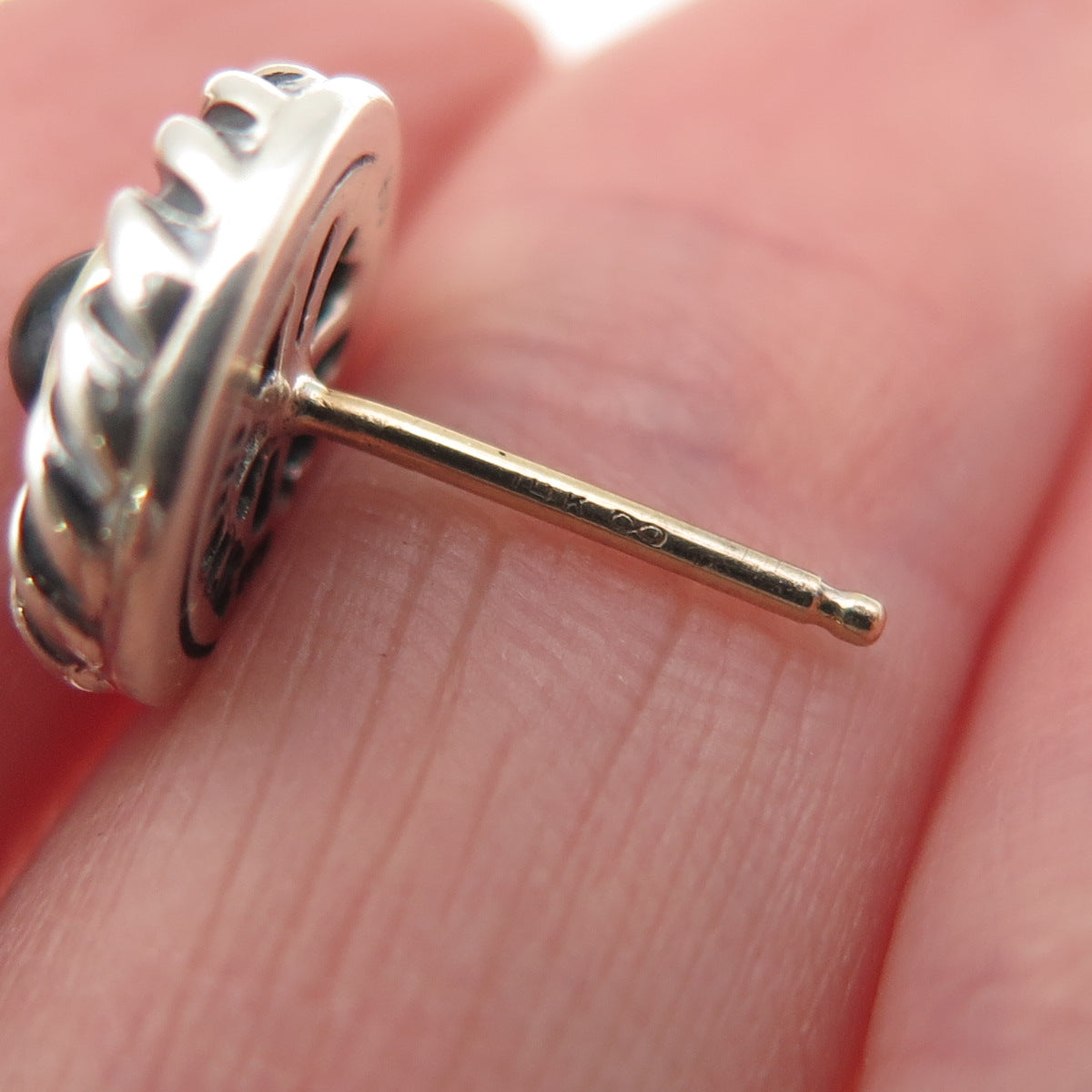 David Yurman 925 Sterling 14K Gold Vintage Real Black Onyx Cookie Stud Earrings