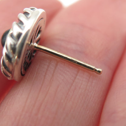 David Yurman 925 Sterling 14K Gold Vintage Real Black Onyx Cookie Stud Earrings