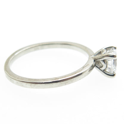 925 Sterling Silver Vintage Round-Cut C Z Engagement Ring Size 7.25