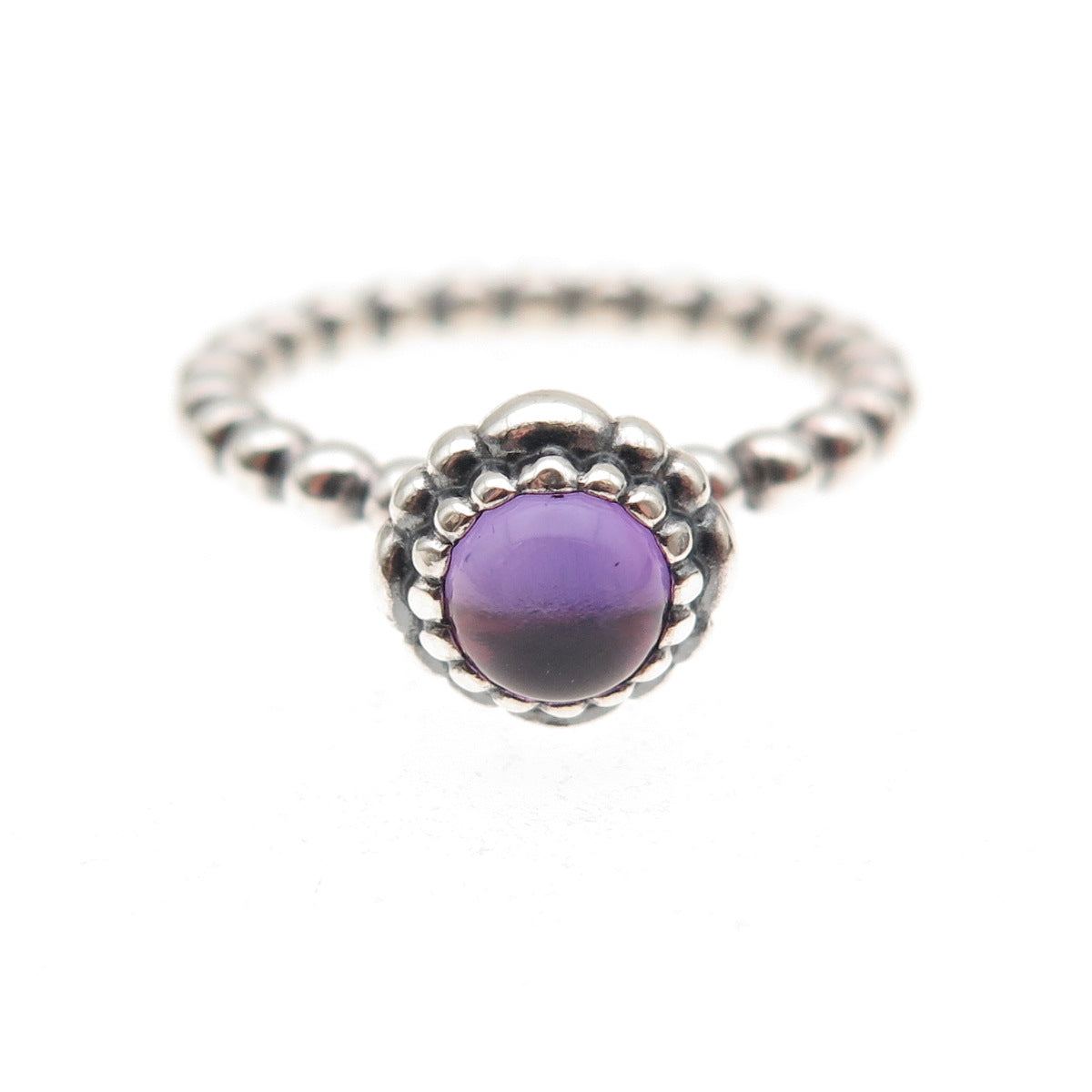 Pandora Sterling Silver Real Amethyst February Birthday Blooms Ring Size 5.25